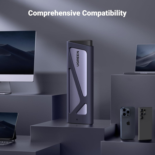 Корпус для SSD UGREEN M2 модель CM578, корпус для NVME SATA M.2 SSD USB 3.2 GEN 2 10 Гбит/с, совместимый с 970 EVO PLUS, 760P, серебряный (0017)