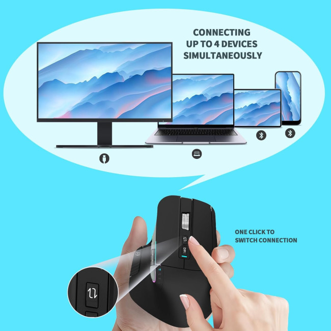 LeadsaiL Бездротова миша, LX-015-Black 2.4G, Bluetooth 5.2, чорна (4189)