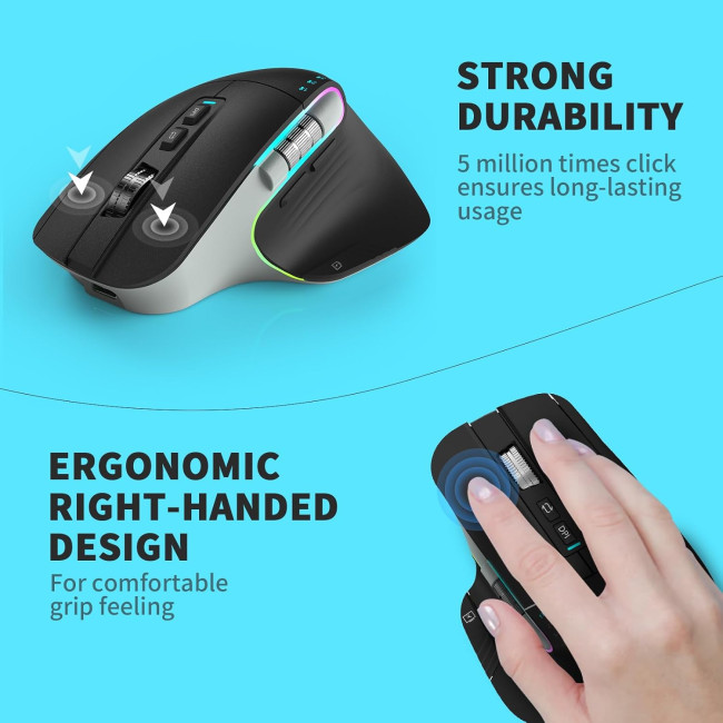 LeadsaiL Бездротова миша, LX-015-Black 2.4G, Bluetooth 5.2, чорна (4189)