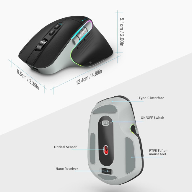 LeadsaiL Бездротова миша, LX-015-Black 2.4G, Bluetooth 5.2, чорна (4189)