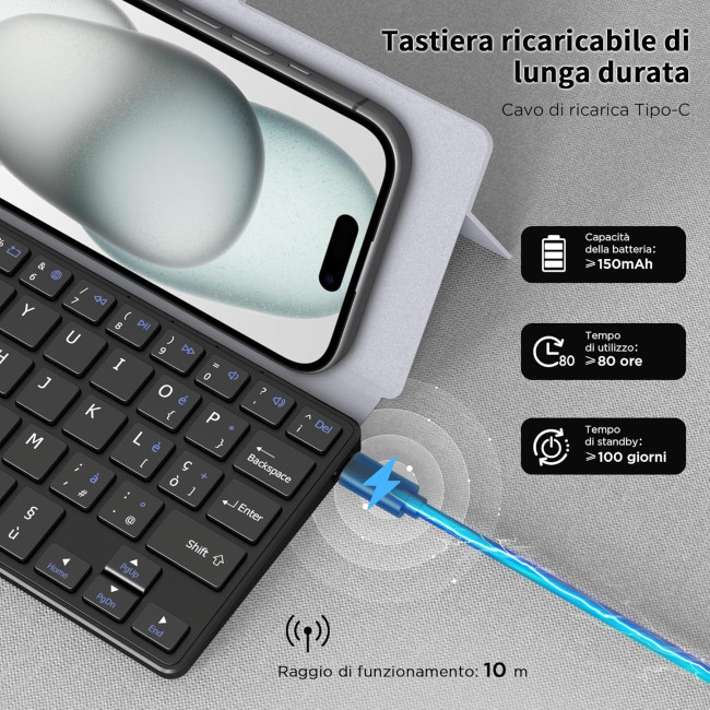 Міні-клавіатура CACOE X62 для мобільного телефону, світло-сіра (2161)