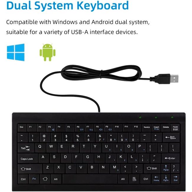 Міні-клавіатура CUQI, 82 клавіші-ножиці, USB, компактна для ПК з Windows, ноутбука, Android, чорна (2027)