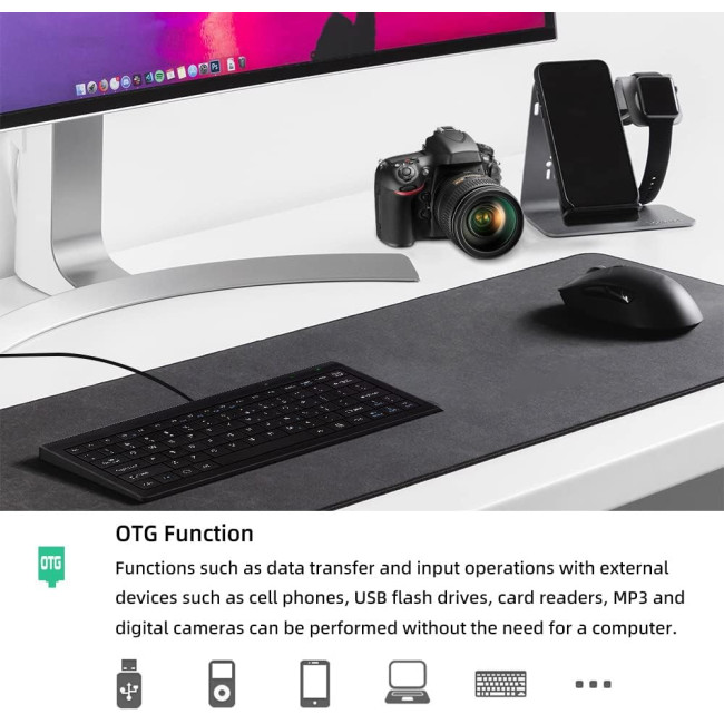 Міні-клавіатура CUQI, 82 клавіші-ножиці, USB, компактна для ПК з Windows, ноутбука, Android, чорна (2027)