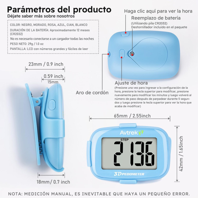 Міні-крокомір AVTREK 3D, синій (4129)