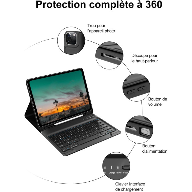 Магнітний чохол-клавіатура FOGARI з Bluetooth для iPad Pro 12.9 2022-2018, черний (2146)