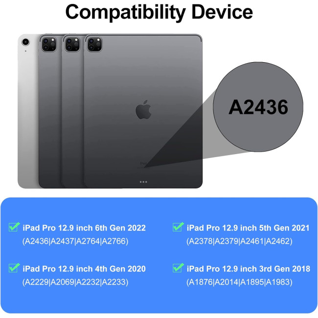 Магнітний чохол-клавіатура FOGARI з Bluetooth для iPad Pro 12.9 2022-2018, черний (2146)