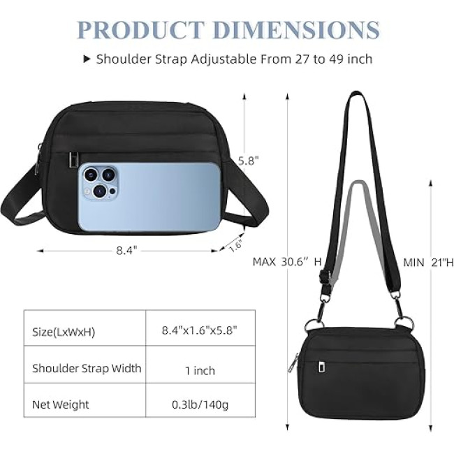 Маленькі сумки MAXTOP через плече для жінок, поясна сумка з регульованим ремінцем, чорна (2002)