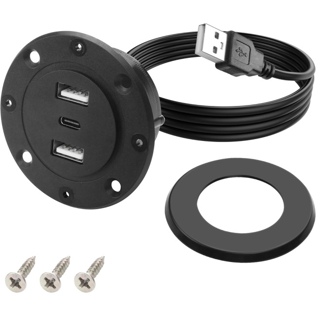 MEIRIYFA Вбудований зарядний пристрій USB/Type C, чорний (5004)