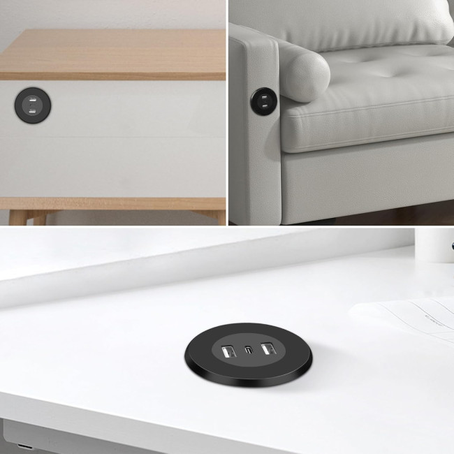 MEIRIYFA Вбудований зарядний пристрій USB/Type C, чорний (5004)