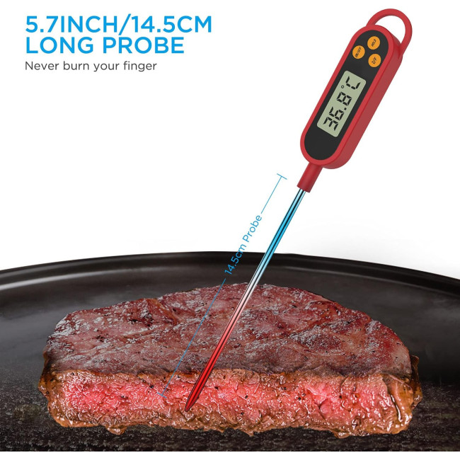 MixcMax Кухонний термометр для консервування, TP300, РК-дисплей, червоний (5015)