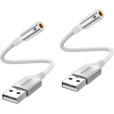 MOSWAG Аудіоадаптер USB - Aux, 20 см (2 шт.), білий (5001)
