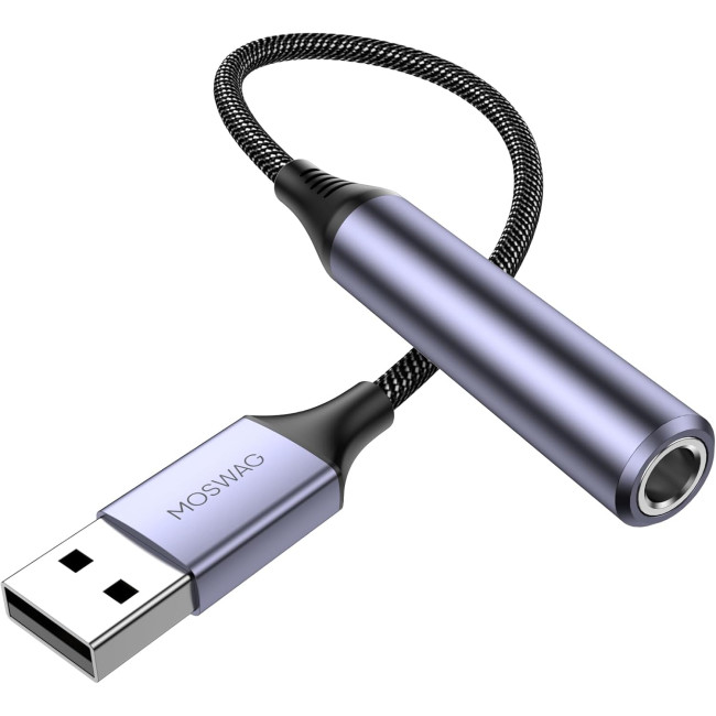 MOSWAG Аудіоадаптер USB на 1/4 Jack, чорний (5002)