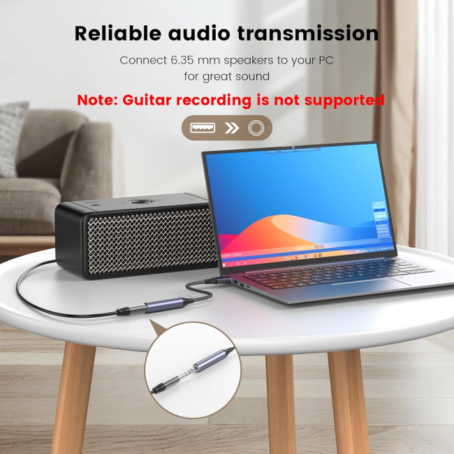 MOSWAG Аудіоадаптер USB на 1/4 Jack, чорний (5002)