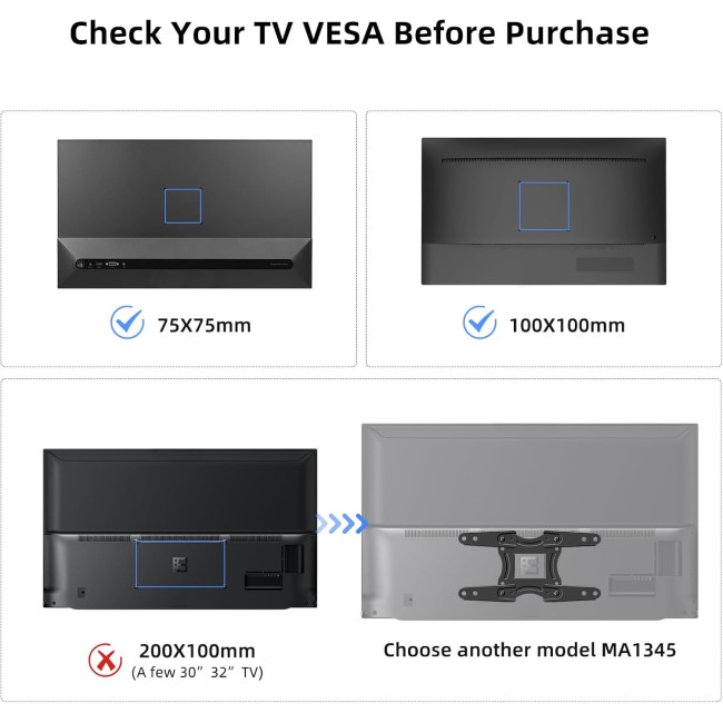 Настінне кріплення Suptek MA2720_SML для телевізора з діагоналлю 13-32 дюймів, чорний (4075)