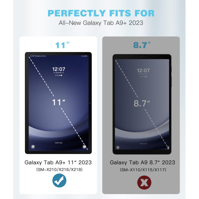 Вращающийся чехол TiMOVO для Samsung Galaxy Tab A9+/A9 Plus 11 дюймов, черный (2183)