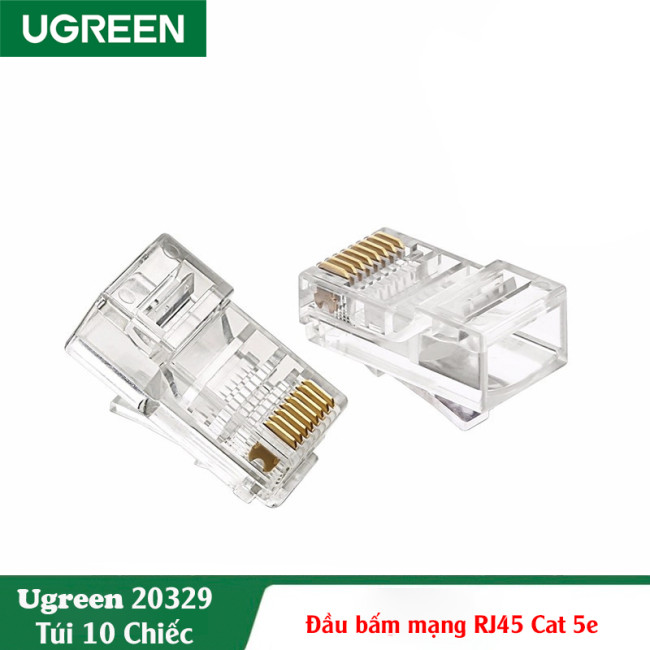 Обтисна головка Ugreen 20329 RJ45 cat 5e для мережевих роз'ємів, пакет з 10 шт. (0021)