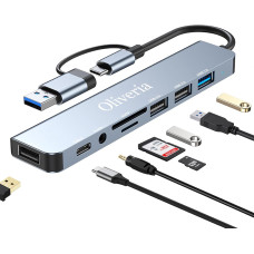 Oliveria багатопортовий адаптер зі зчитувачем карт SD та TF, USB-C Hub 3.0, 8-в-1 (5026)