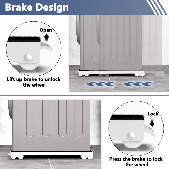 Підставка для пральної машини SOLEJAZZ SOWMSWE-EU з гальмом, навантаження 300 кг, біла (2123)