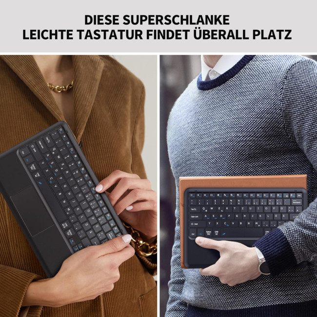 Подсвеченная Bluetooth-клавиатура EasyAcc k03 с тачпадом, сверхлегкая QWERTZ, беспроводная клавиатура с 7 цветами, черная (2037)