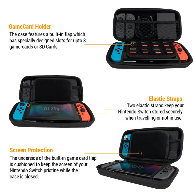 Портативний дорожній чохол Orzly з кишенями для аксесуарів та ігор (3036а)