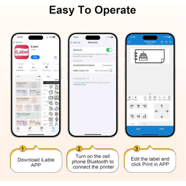 Принтер етикеток Foonii WP9525 Bluetooth із самоклеючимся етикетуванням, білий (2138)