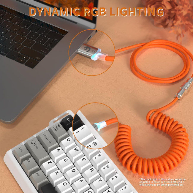 Професійний кастомний кабель MAMBASNAKE C01Ultra USB-C Aviator для ігрових клавіатур, помаранчевий (4177)