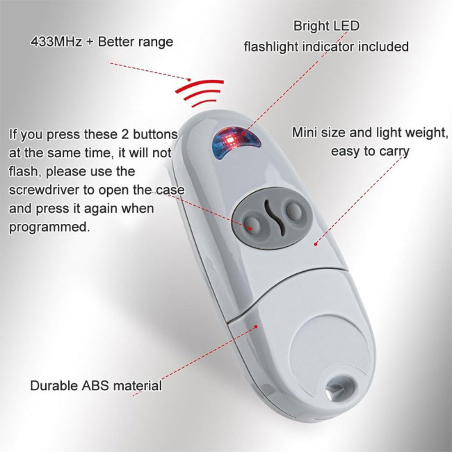 Пульт дистанційного керування гаражними воротами AOMiGT‎ TOP432NA 433,92 МГц, сірий (0167)