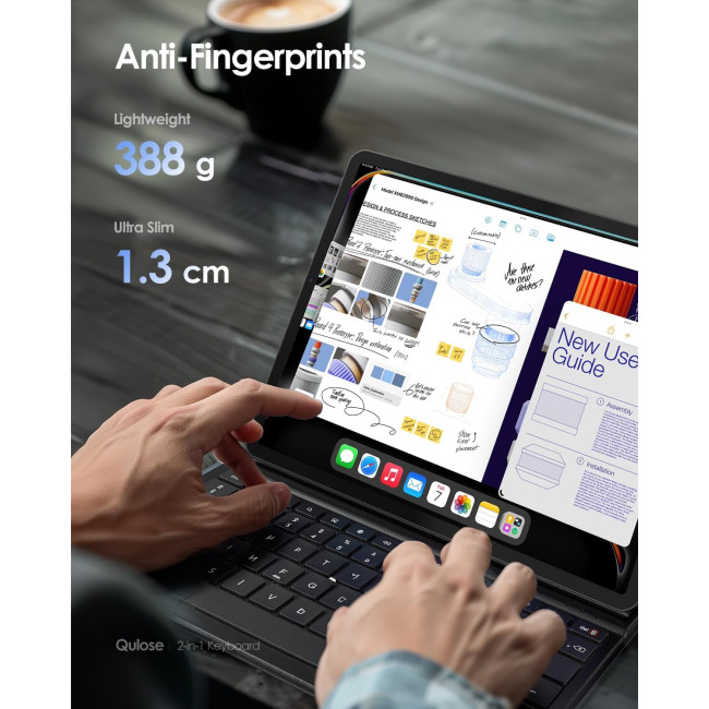Qulose Чохол-клавіатура QUIPKB109EUBL-UK, для iPad Air 11, чорний (5028)