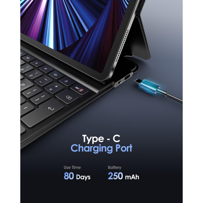 Qulose Чохол-клавіатура QUIPKB109EUBL-UK, для iPad Air 11, чорний (5028)