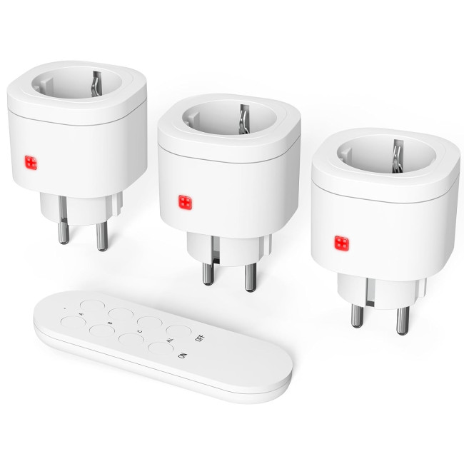 Радіорозетки SURNICE RNW51107 з пультом дистанційного керування, 13 A/3000 Вт, 3 розетки з 1 пультом д/к, радіус дії 70 м, білі (2105)