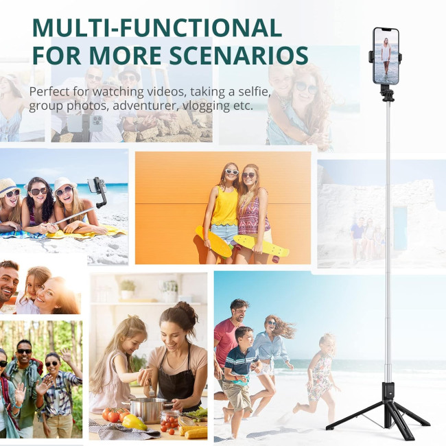 Штатив для селфі-палиці ATUMTEK 49" ATSS125 стабільна підставка-штатив зі знімним пультом дистанційного керування Bluetooth, чорний (0031)