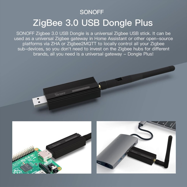 SONOFF беспроводной USB-адаптер Zigbee 3.0 ZBdongle-P, черный (4199)
