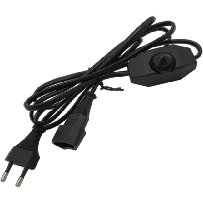 Світлодіодний димер PB-Versand 534 (DIM-CP-BL) 1-60 Вт з кабелем 2м (вилка + розетка) з плавним регулюванням яскравості, чорний (4073)