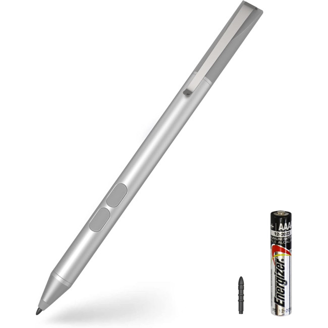 Tesha Перо для Surface, 1024 натисків, гумка та клацання правою кнопкою миші, відхилення долоні, срібний (5082)