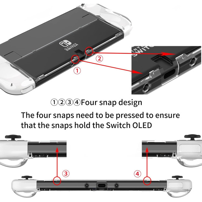 Teyomi Чохол TPU Joy-Con та твердий захисний чохол з ПК, з 6 накладками, прозорий (5092)