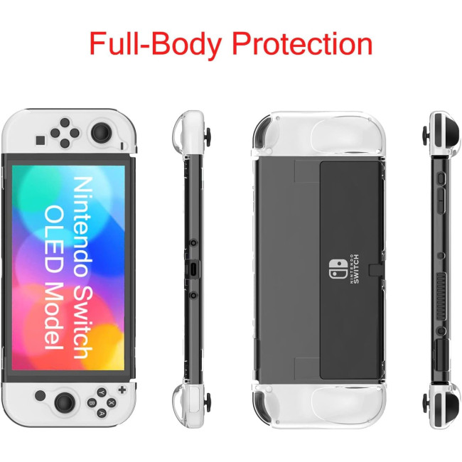 Teyomi Чохол TPU Joy-Con та твердий захисний чохол з ПК, з 6 накладками, прозорий (5092)