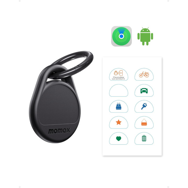 Трекер MOMAX  Pinpop Duo Find My Locator (BR11), сумісний з Android та Apple, чорний (4123)