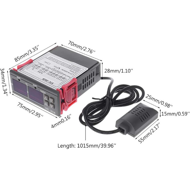 Цифровий термостат BE-TOOL STC-3028, універсальний контролер температури та вологості з датчиком для холодильника, інкубатора, чорний (0182)