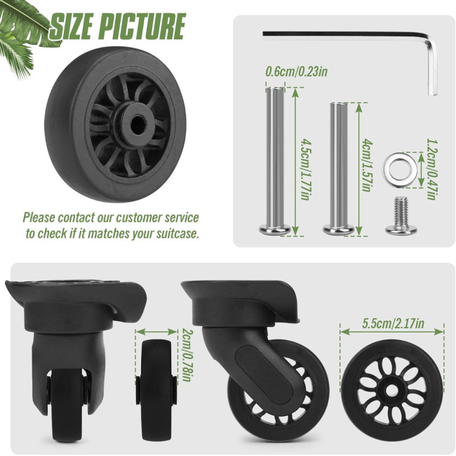 Універсальні безшумні колеса Vivikivi VK-C8 50 мм, для валізи (3048)