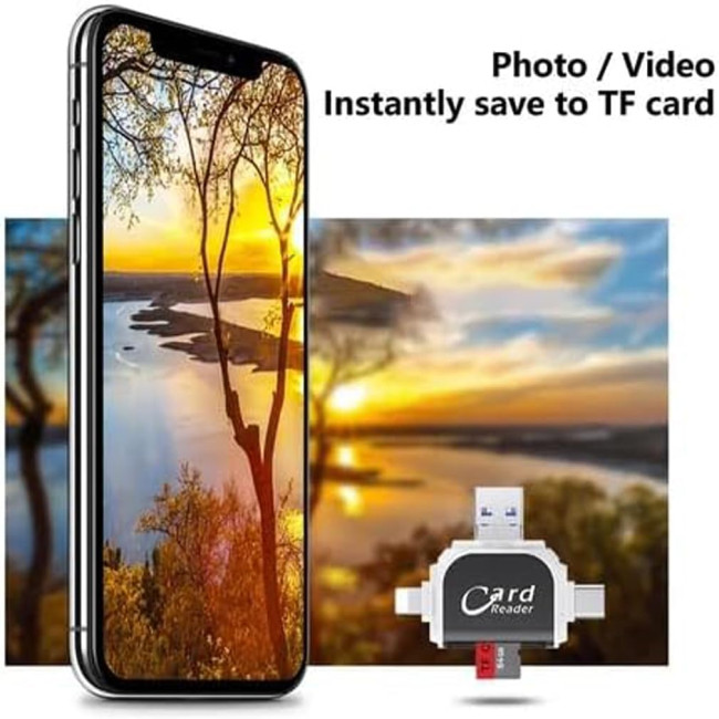 Універсальний багатопортовий зчитувач карт пам'яті LUCKY 4в1, рожевий (4155)