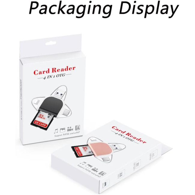 Універсальний багатопортовий зчитувач карт пам'яті LUCKY 4в1, рожевий (4155)