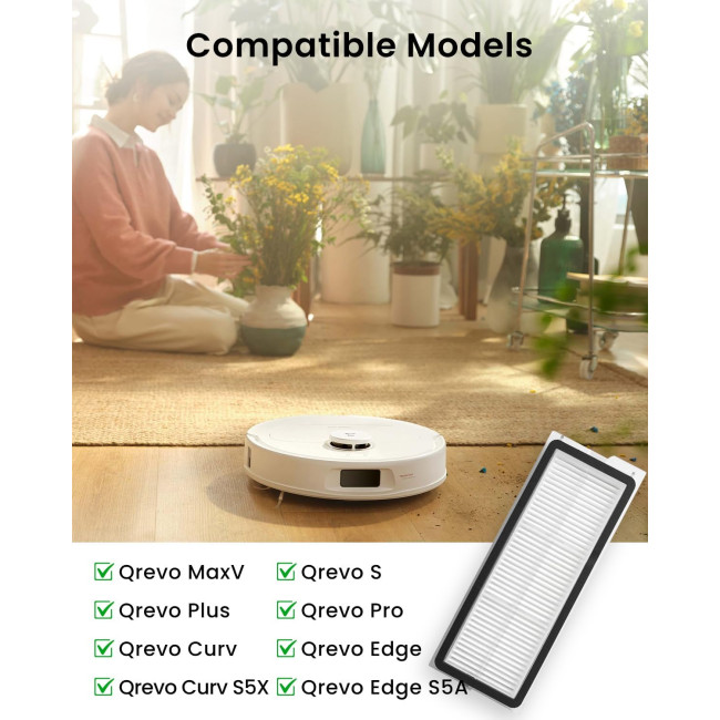 Високоефективні фільтри Rrochio, сумісні з робот-пилососом Roborock Qrevo MaxV, 4шт (4024)