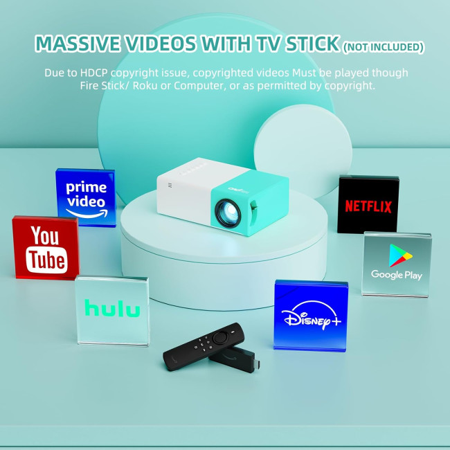 Wepvo Портативний кінопроектор YG300Plus із Wi-Fi, HDMI, TYPE-C, Wi-Fi 2.4G+5.8G, м'ятно-зелений (5112)