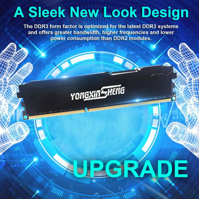 Yongxinsheng Комплект оперативної пам'яті DDR3 16 ГБ (8 ГБ x 2), 1333 МГц, PC3-10600 UDIMM, чорний (5126)