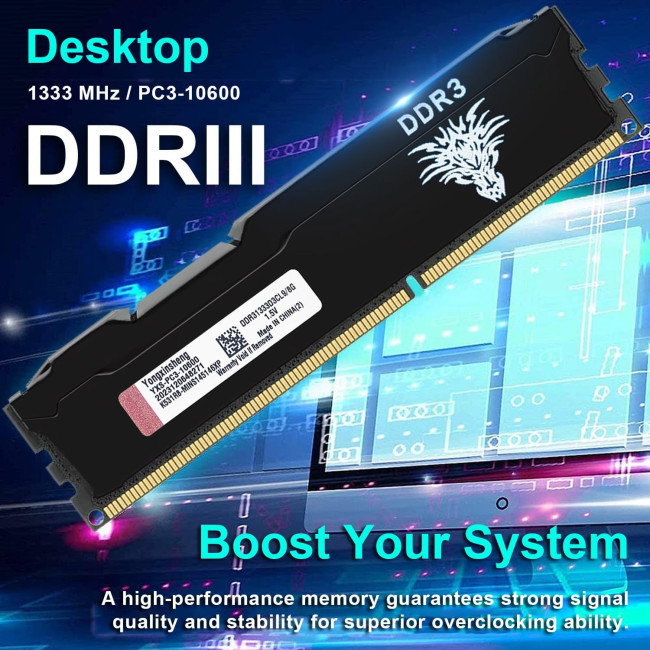 Yongxinsheng Комплект оперативної пам'яті DDR3 16 ГБ (8 ГБ x 2), 1333 МГц, PC3-10600 UDIMM, чорний (5126)