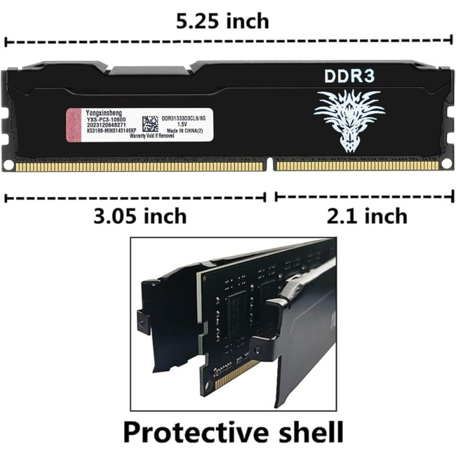 Yongxinsheng Комплект оперативної пам'яті DDR3 16 ГБ (8 ГБ x 2), 1333 МГц, PC3-10600 UDIMM, чорний (5126)