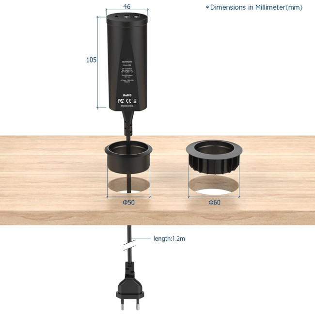 Зарядний пристрій Simpeak C88 45 Вт USB C з кількома роз'ємами, чорний (2188)