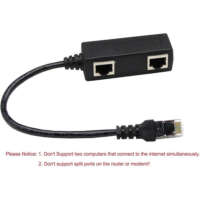 zdyCGTime Сетевой разветвитель RJ45 мужской 2 RJ45 женский сетевой Y-образный, черный (5009)