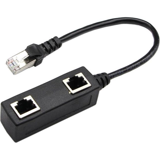 zdyCGTime Сетевой разветвитель RJ45 мужской 2 RJ45 женский сетевой Y-образный, черный (5009)