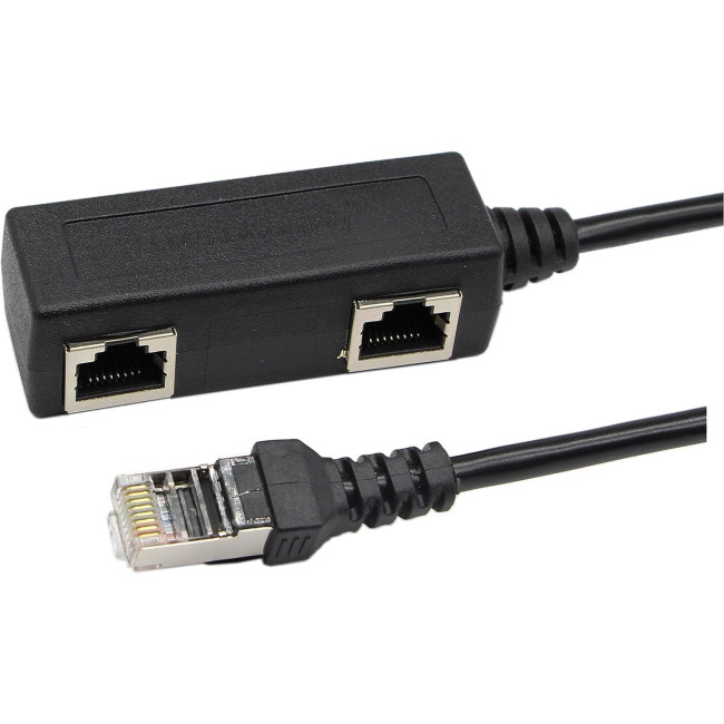 zdyCGTime Сетевой разветвитель RJ45 мужской 2 RJ45 женский сетевой Y-образный, черный (5009)